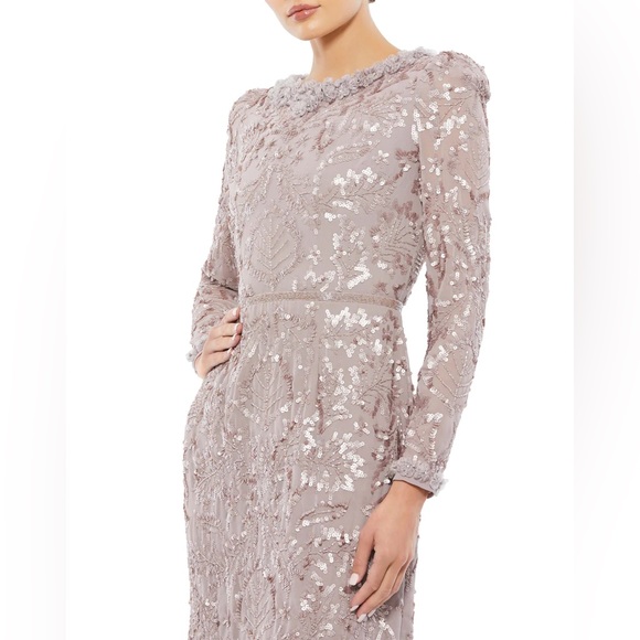 Mac Duggal Embellished High Neck Puff Sleeve Fitted Dress Mauve 93595 - Picture 2 of 13